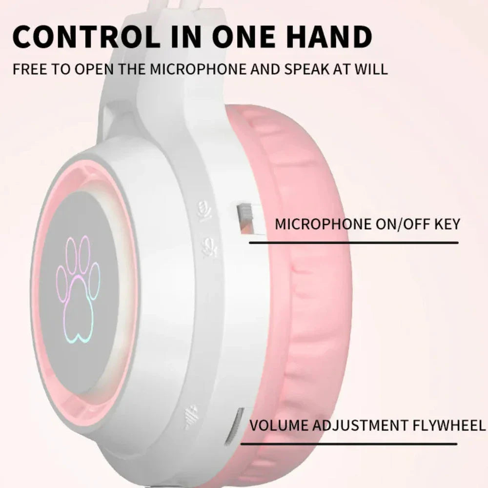 Headphones with LED Cat Ears that Light Up and Move in Sync with Music