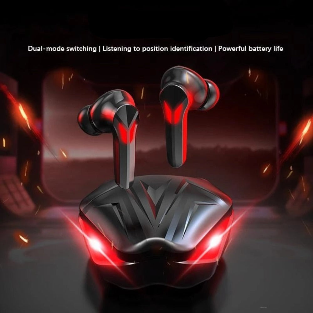 Bluetooth Earbuds with Fiery Red Dragon Design