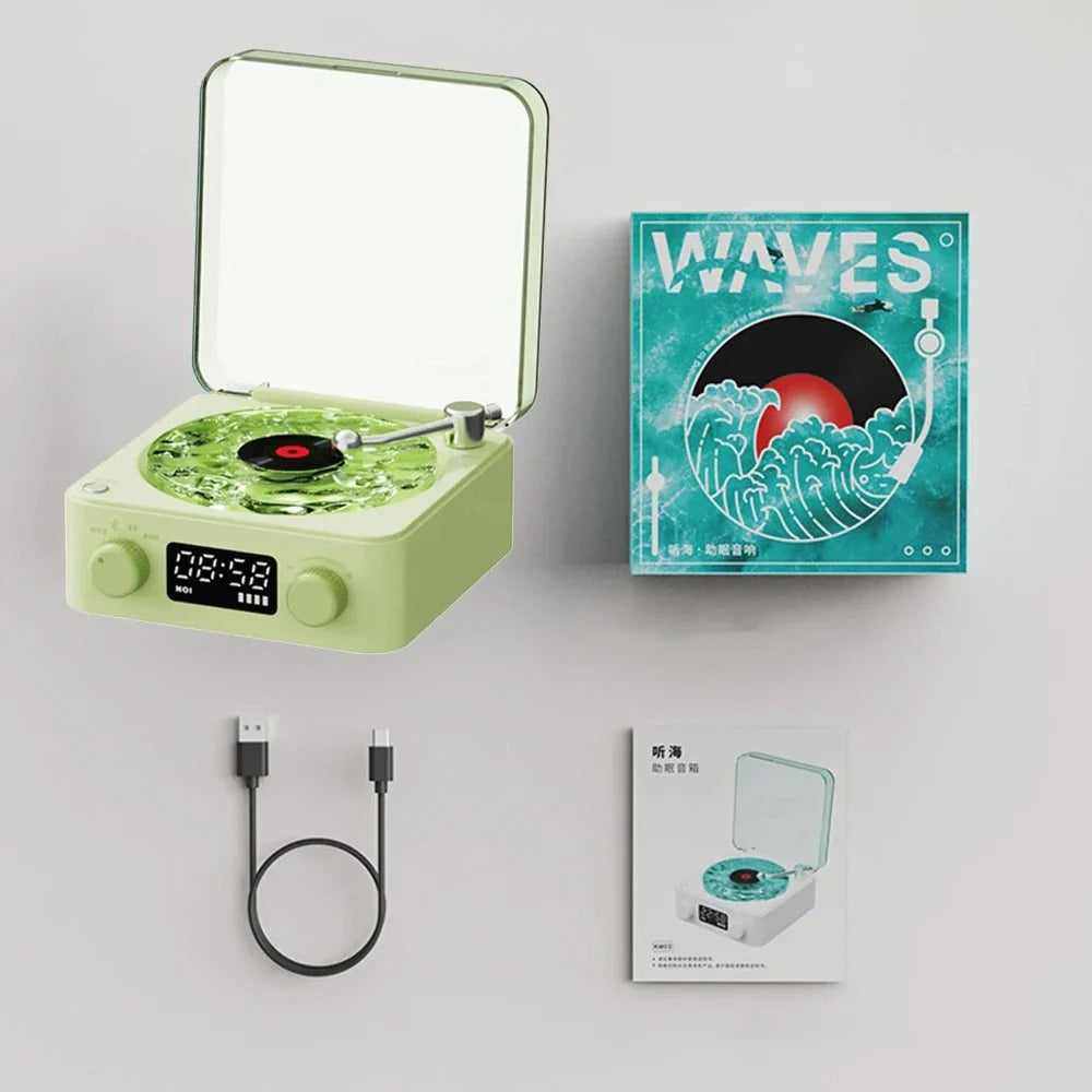 Retro Speaker with Waves Theme and Mini Bluetooth Connectivity
