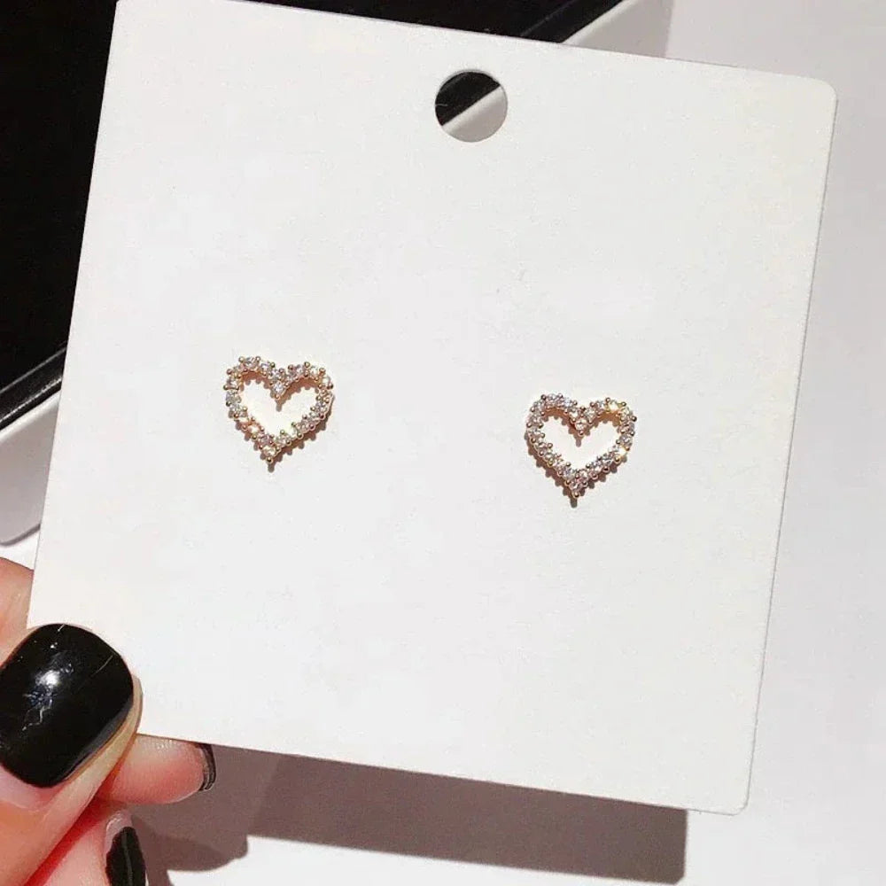 Heart-shaped Sparkling Stud Earrings