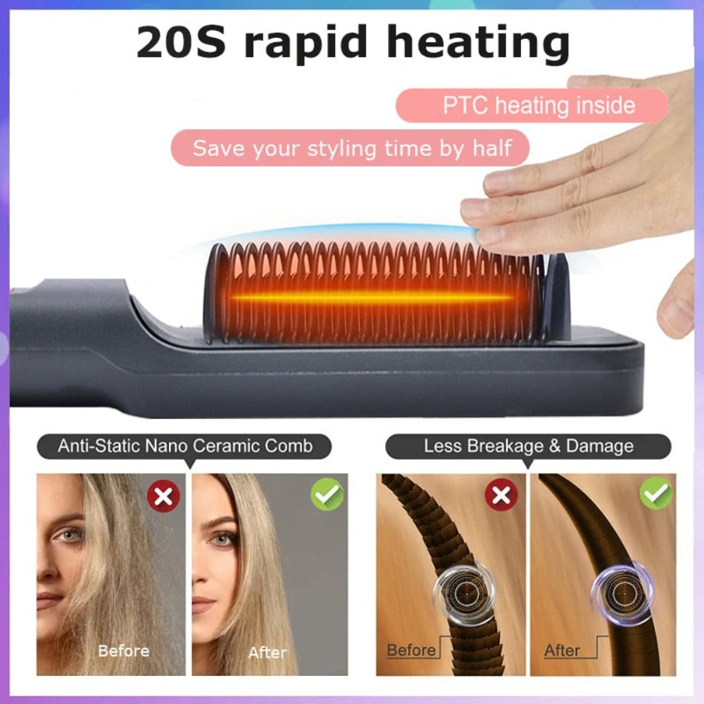 Electric Hair Brush Straightener by Coseey