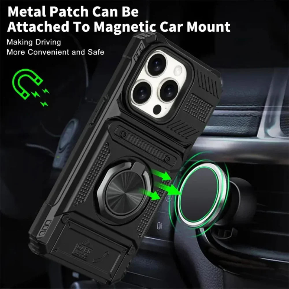 Magnetic Kickstand iPhone Armor Card Slot Protective Case