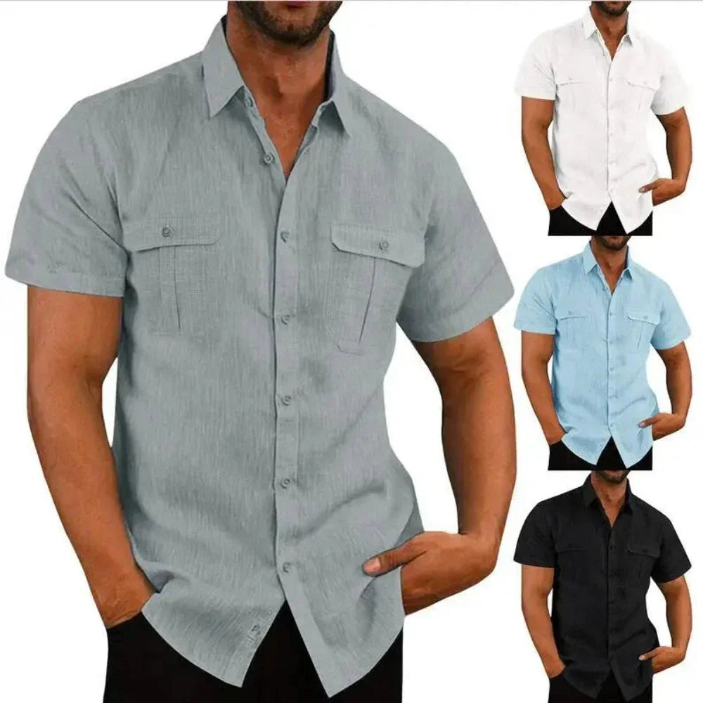 Linen Short-Sleeve Summer Shirt for Men