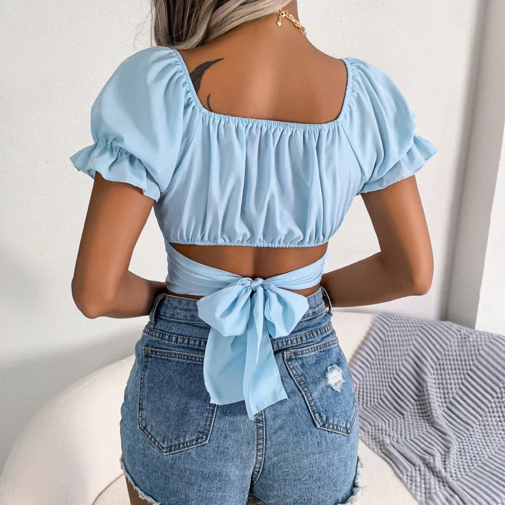 Short-Sleeved Chiffon Top for Women's Summer Wear