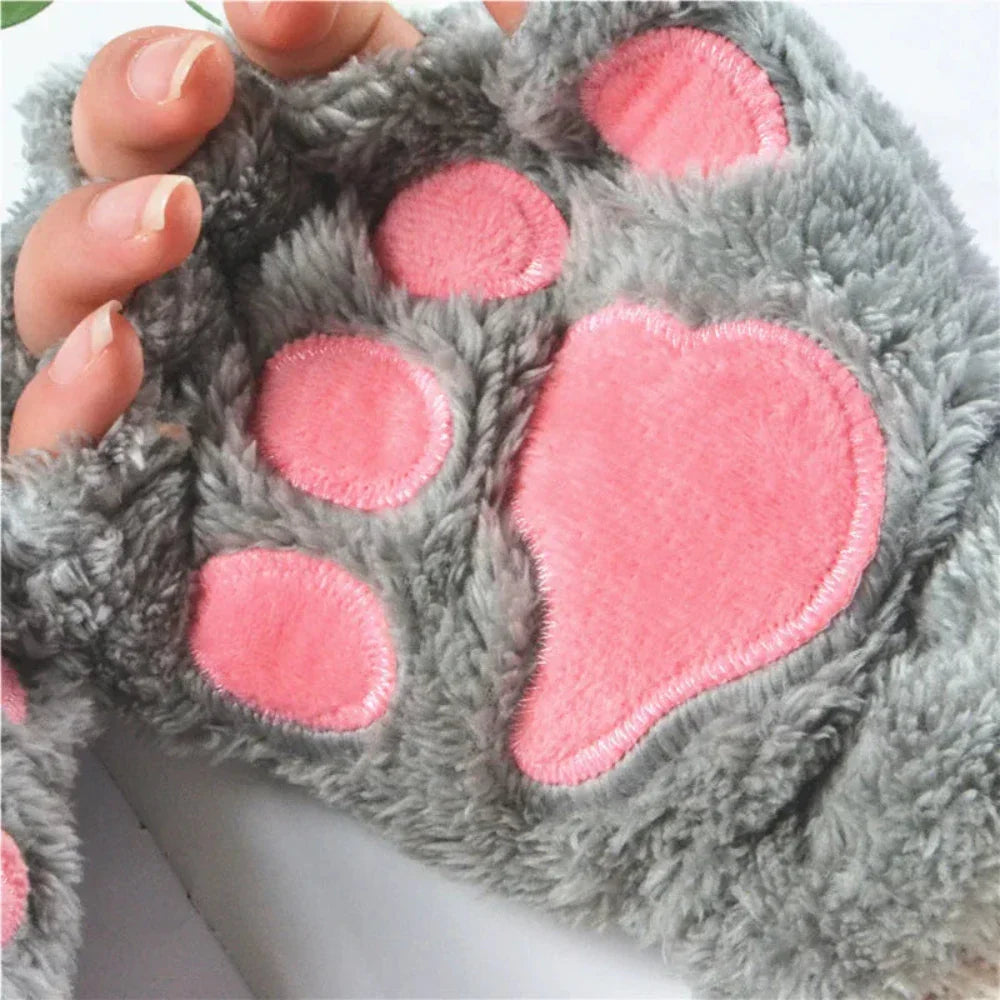 Girls' Winter Gloves with Cat Claw Design