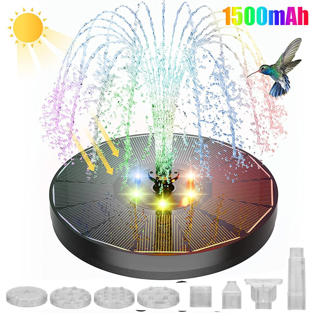 LED-Lit Solar Fountain for Your Garden