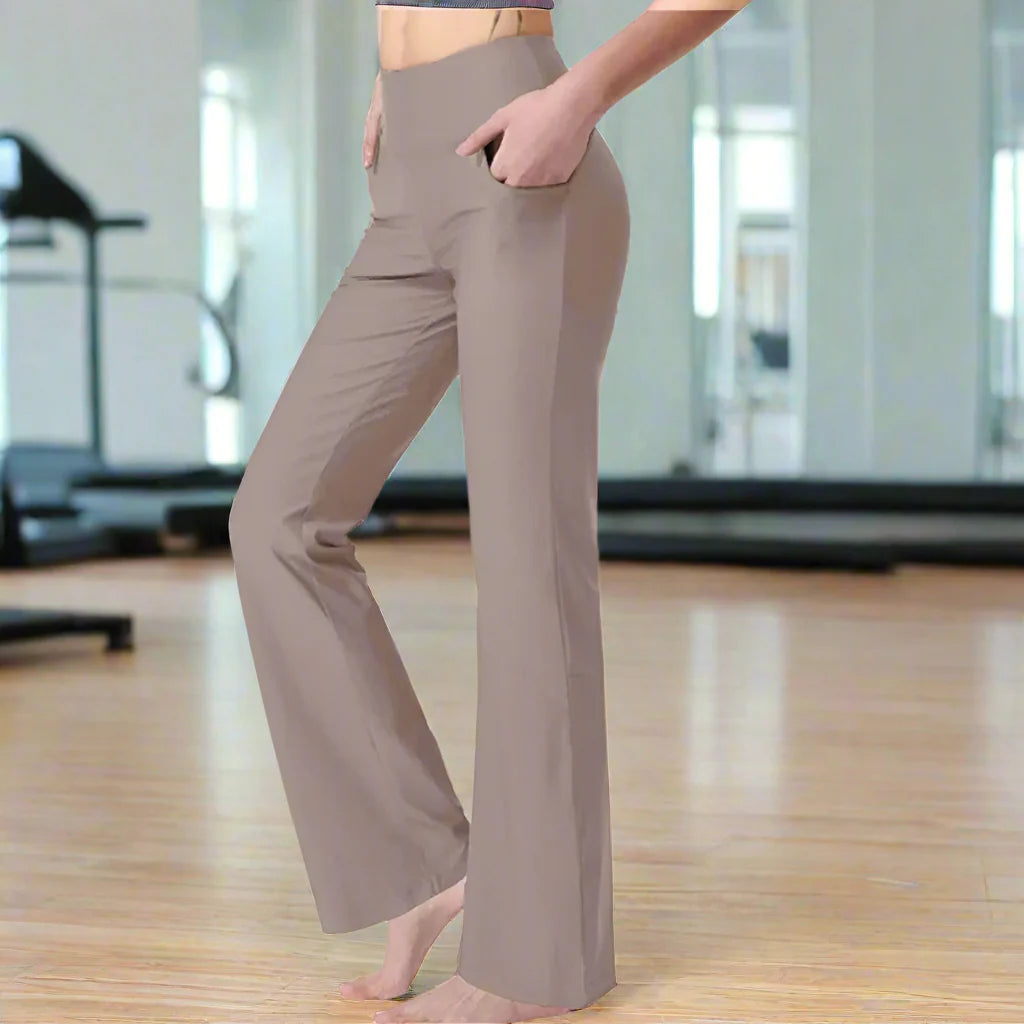 Flattering Straight Flare Yoga Leggings with a High Waist