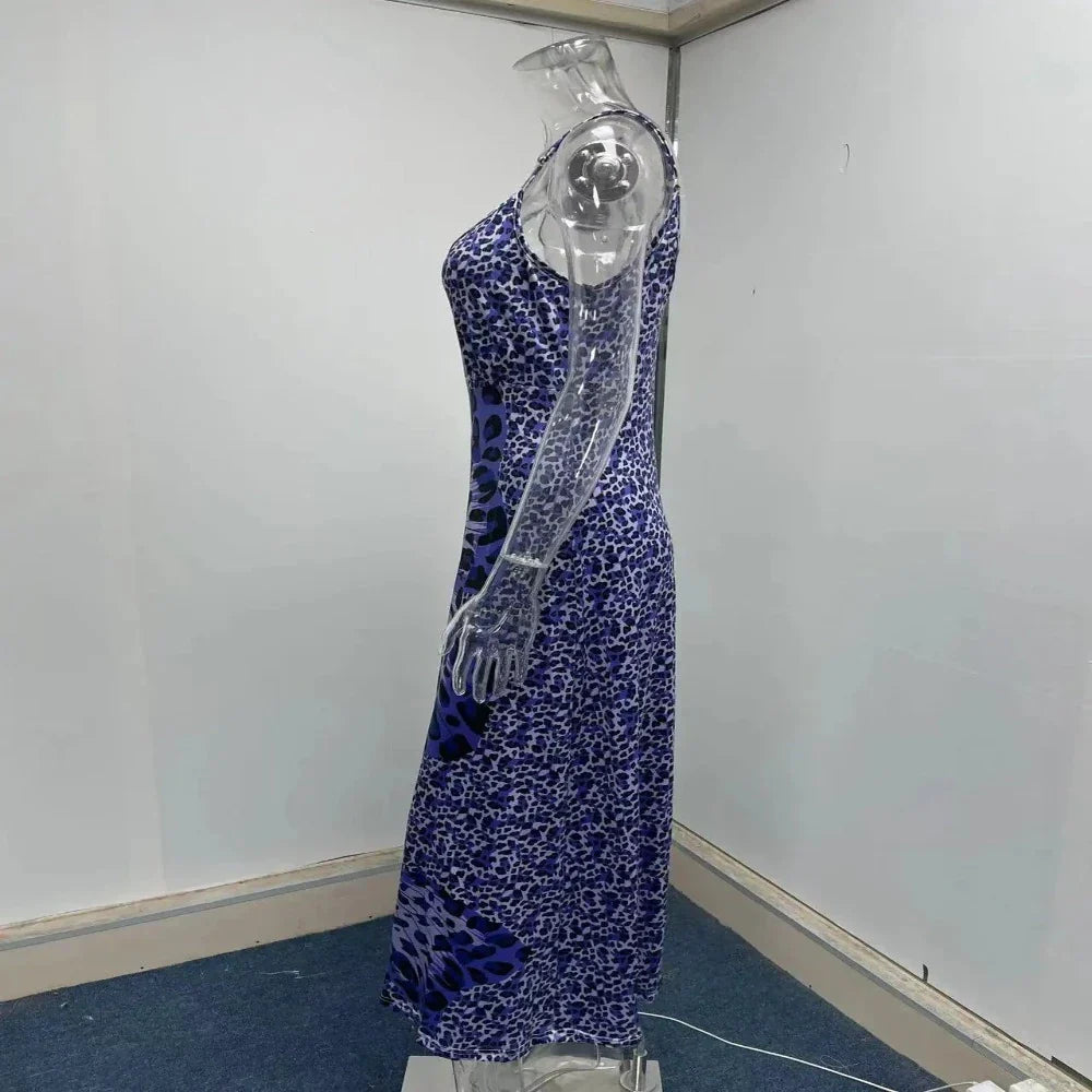 Sleeveless Dress with Leopard Print for Women