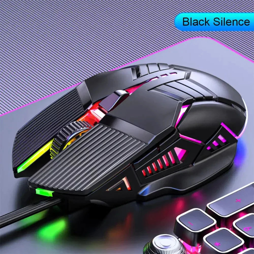 Silent Wired Gaming Mouse with 3200 DPI for Enhanced Precision