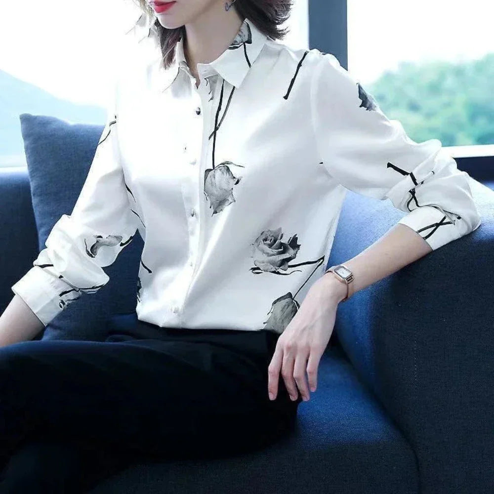 Floral Korean-Inspired Blouse for Women