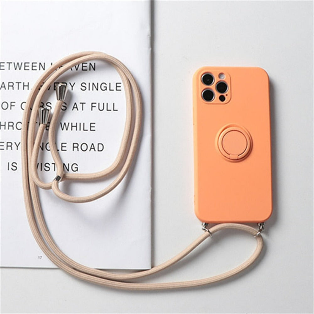Rope Ring Crossbody Phone Case with Stand for iPhone - A Hands-free Solution