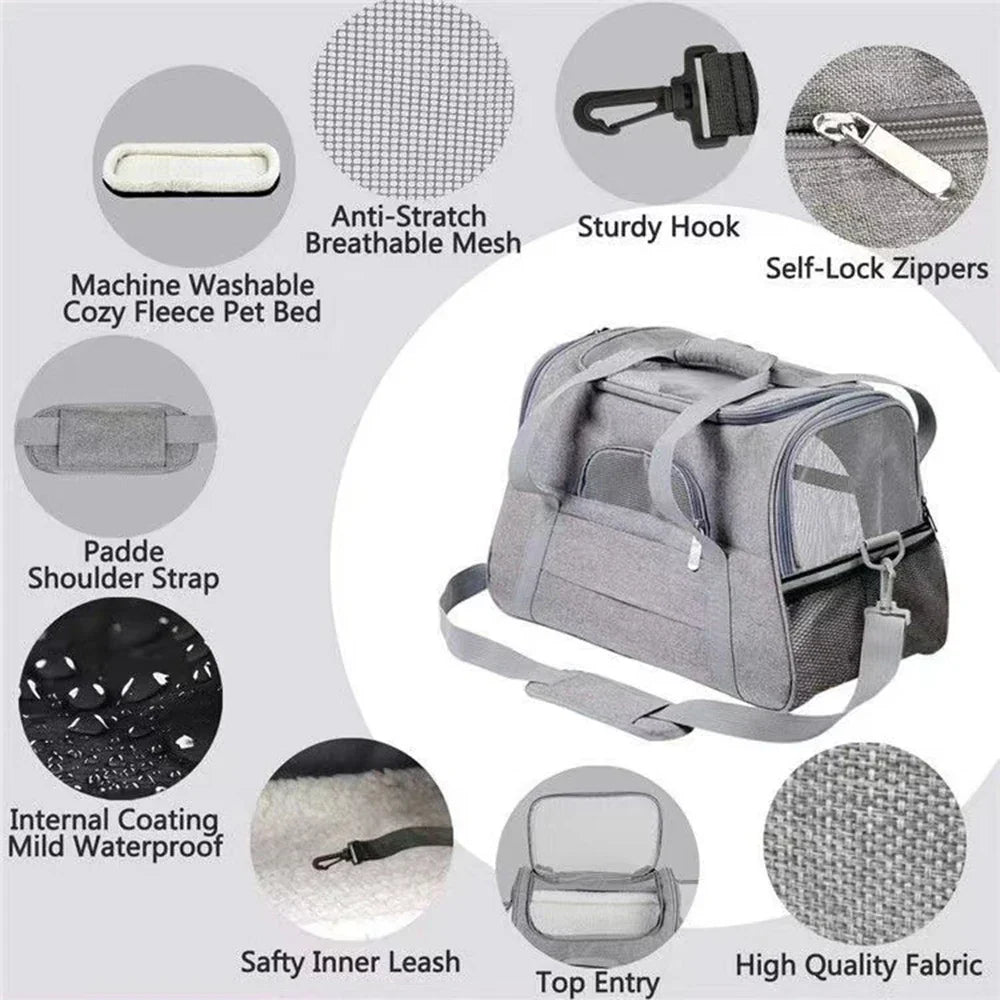 Pet Carrier Bag with Mesh Ventilation for Breathability and Multi-purpose Use