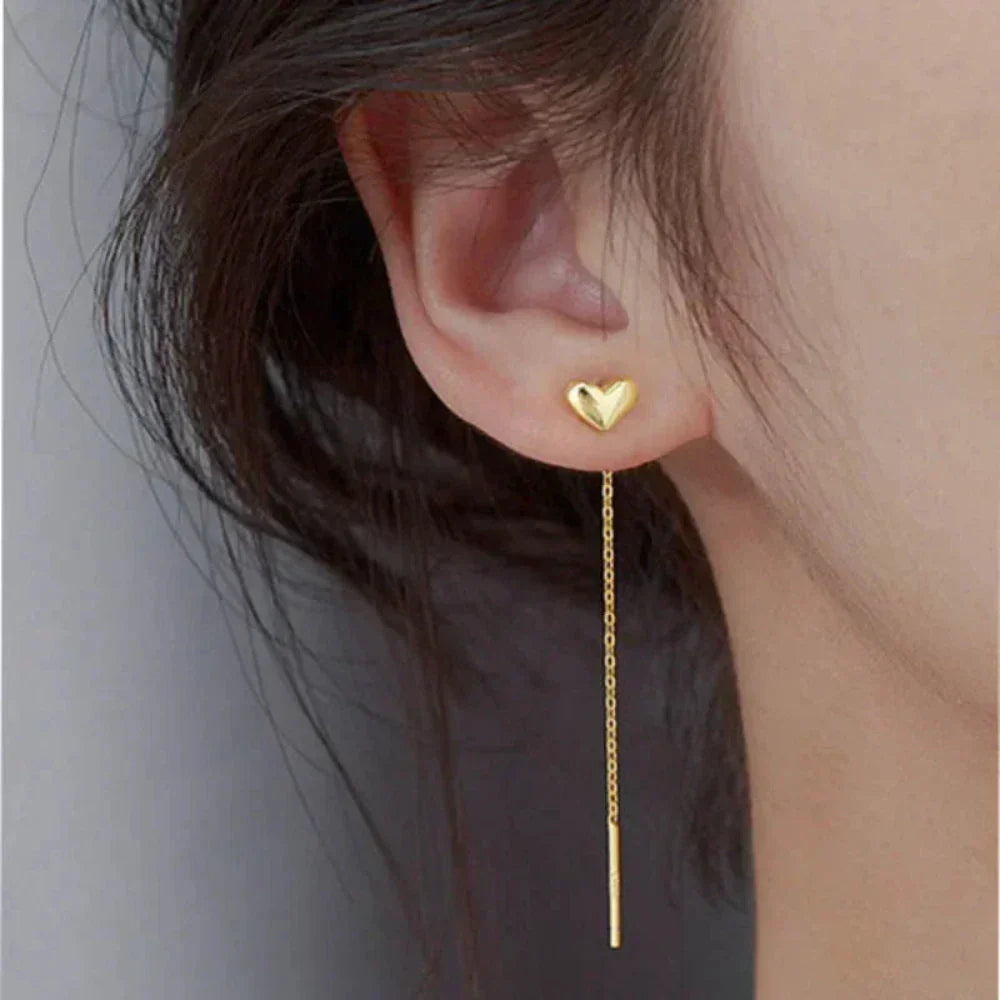 Heart-Shaped Earrings with a Delicate Dangling Design