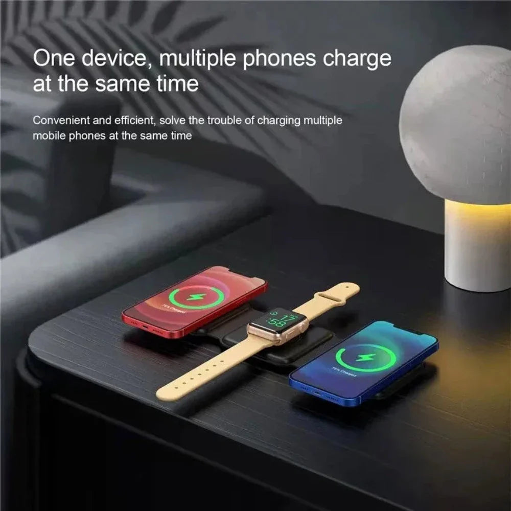 Foldable Wireless Charging Pad with 3-in-1 Compatibility for Multiple Devices