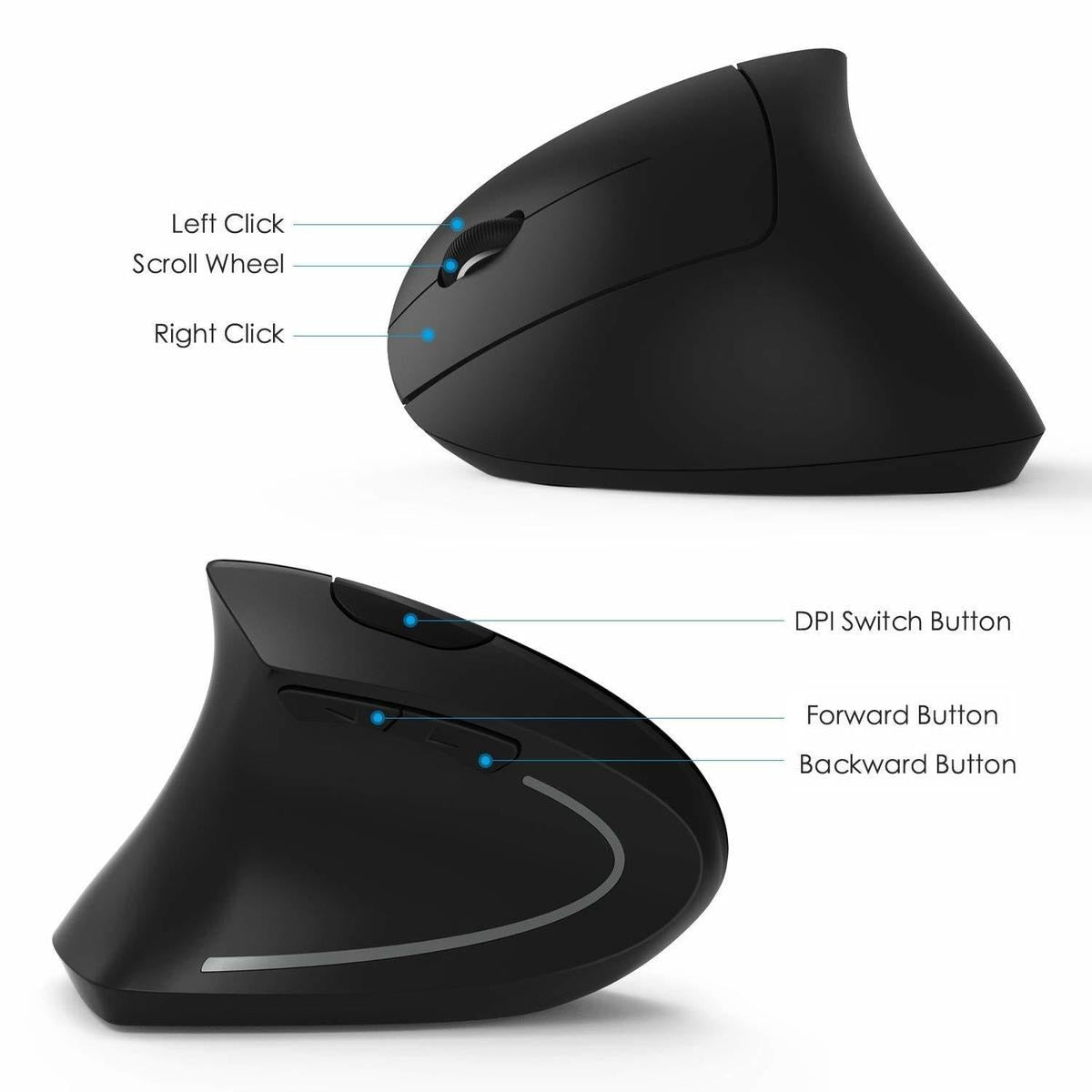 Ergonomic Vertical Mouse with 2.4G Wireless Connectivity