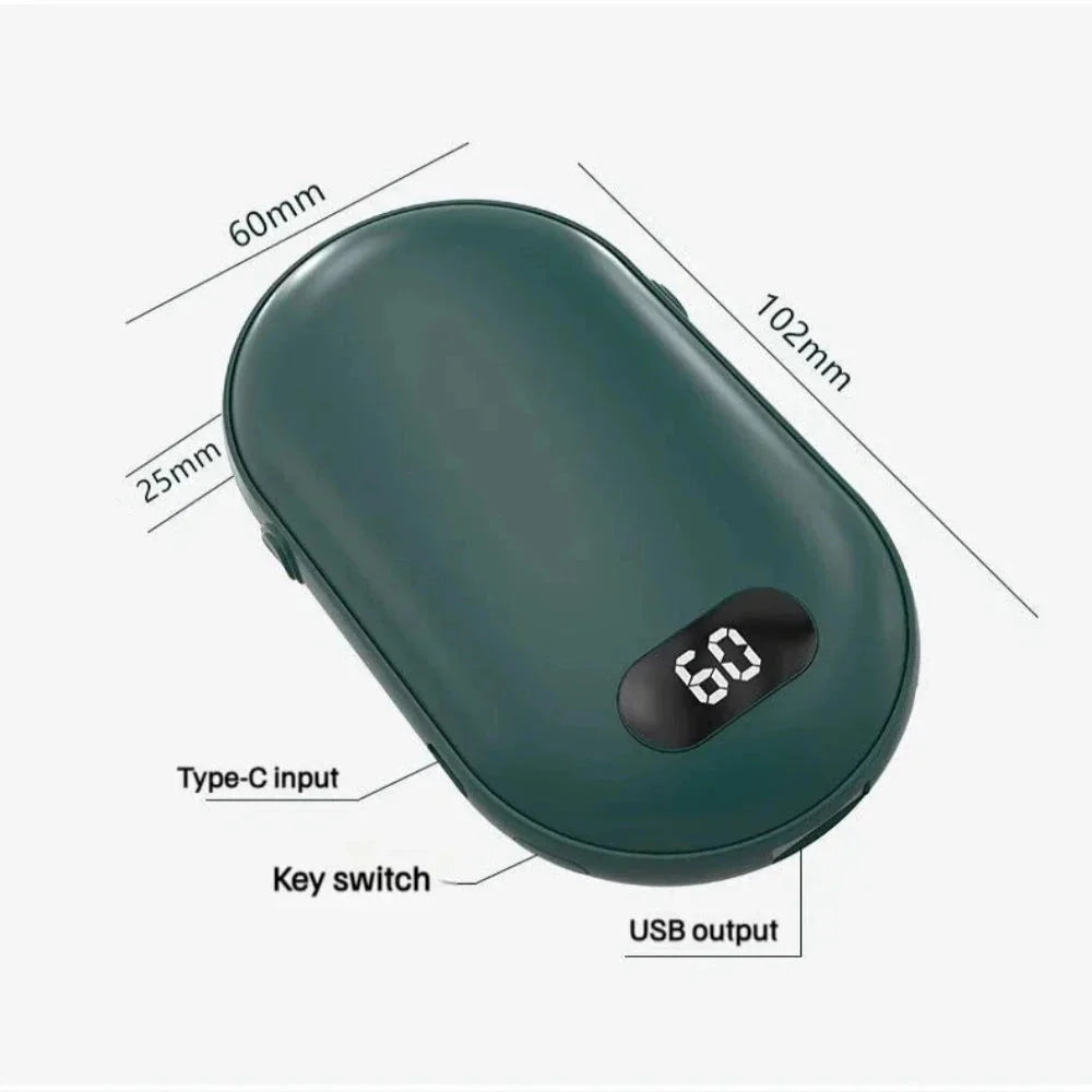 Double Sided Hand Warmer with Rechargeable Battery and Two Speeds
