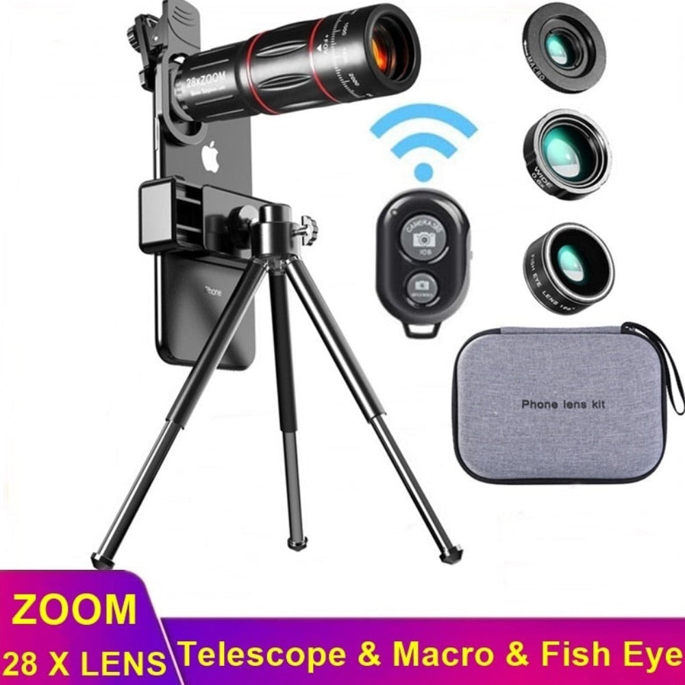 Dragon Bluetooth Telescope Lens Kit with 28X Ultra HD Zoom and Tripod Compatibility