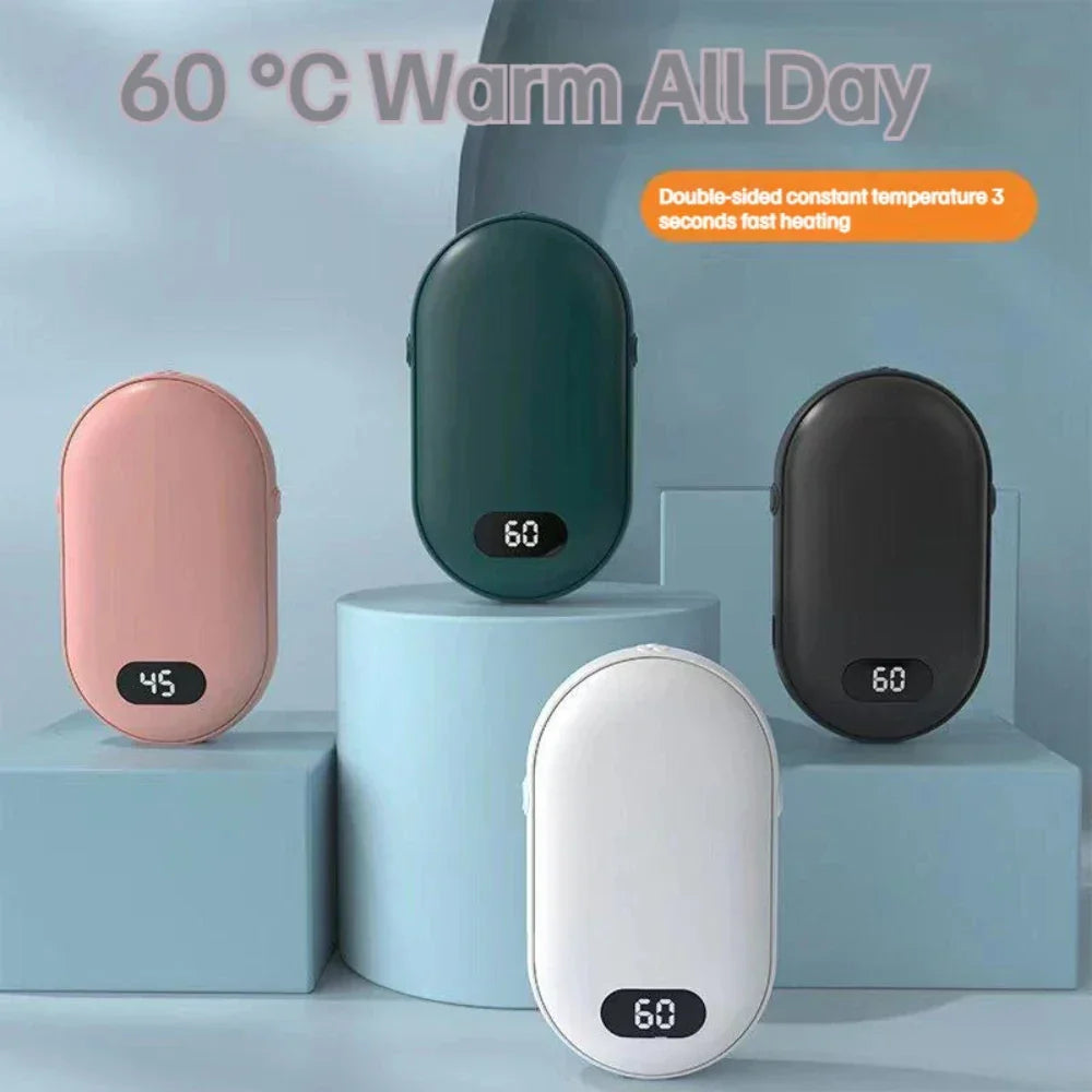Double Sided Hand Warmer with Rechargeable Battery and Two Speeds