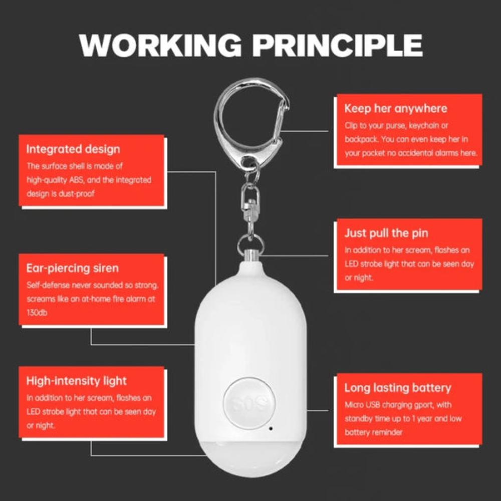 Safety Alarm with LED - Powerful 130dB Siren