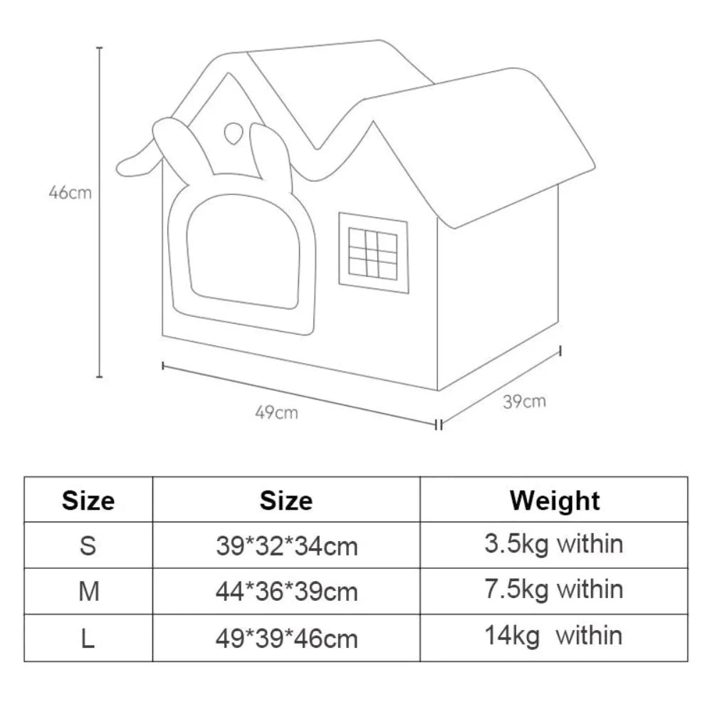 Plush Pet House with Detachable Roof