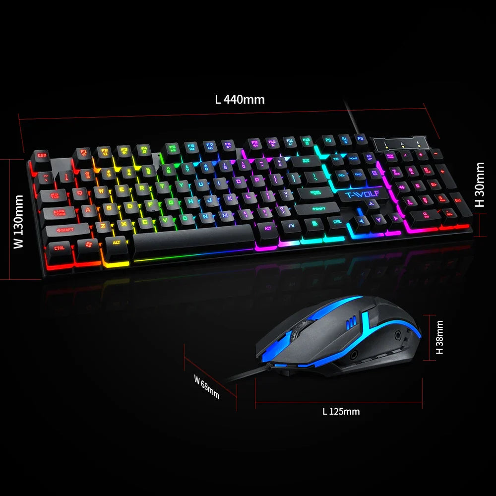 RGB Backlit Gaming Keyboard and Mouse Bundle with 104 Keys