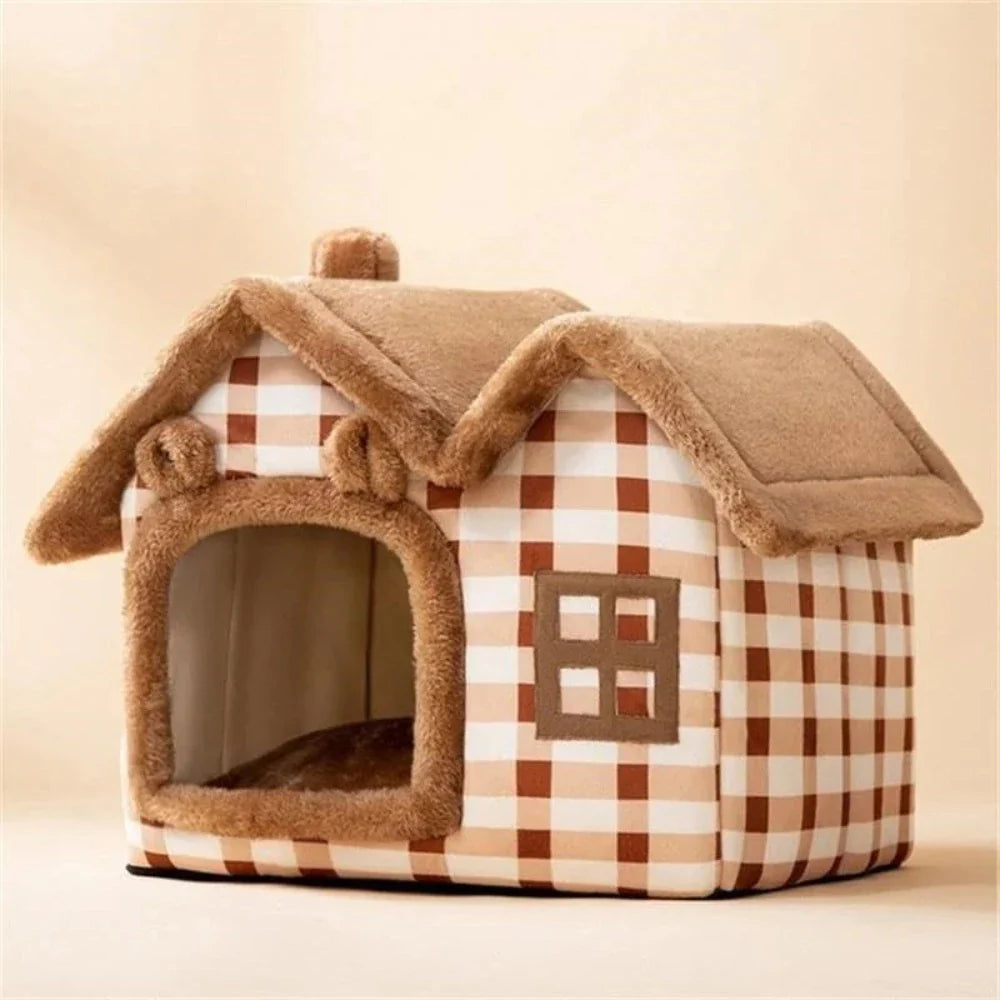 Plush Pet House with Detachable Roof