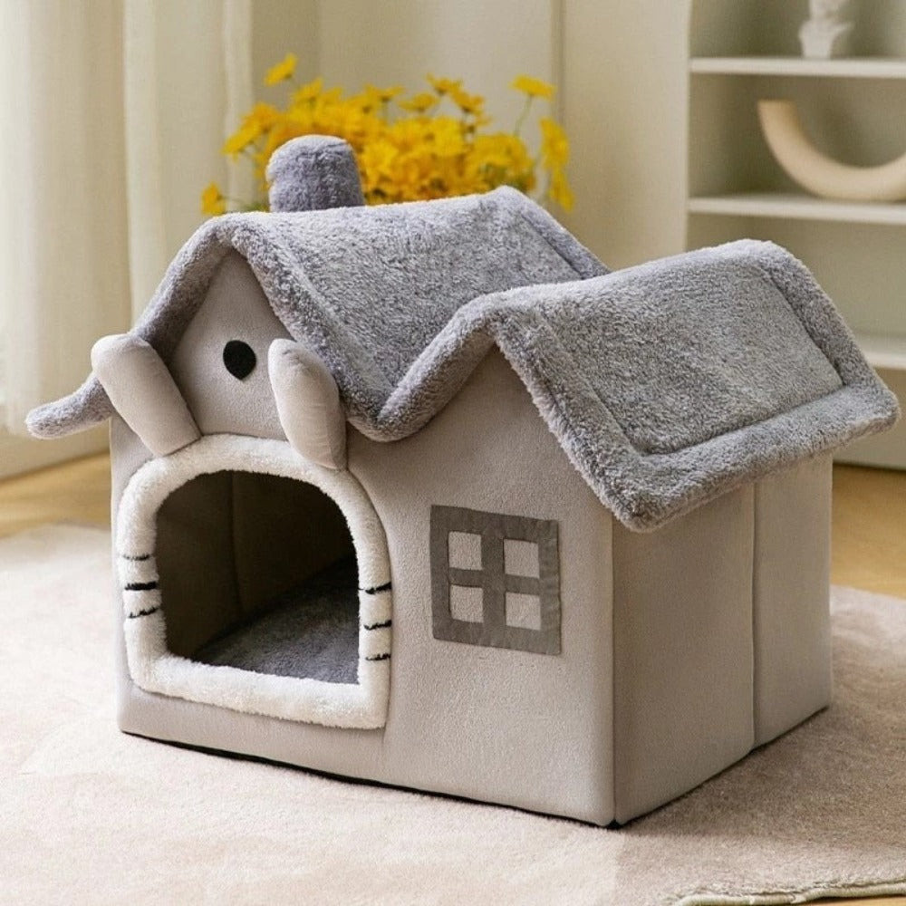 Plush Pet House with Detachable Roof