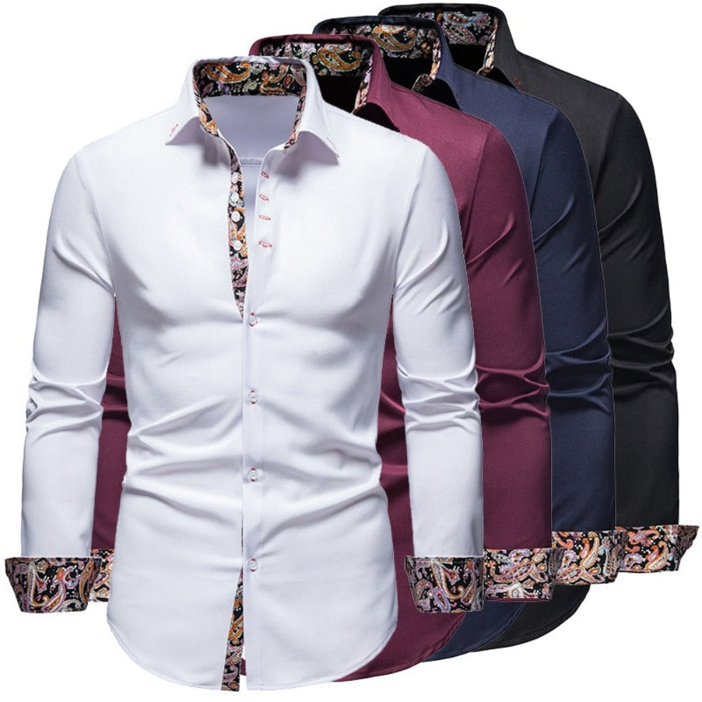 Button-Down Men's Shirt with Botanical Accents