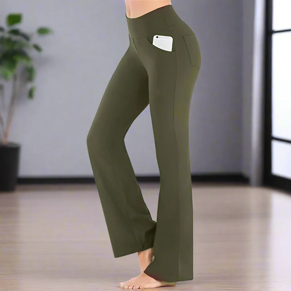Flattering Straight Flare Yoga Leggings with a High Waist