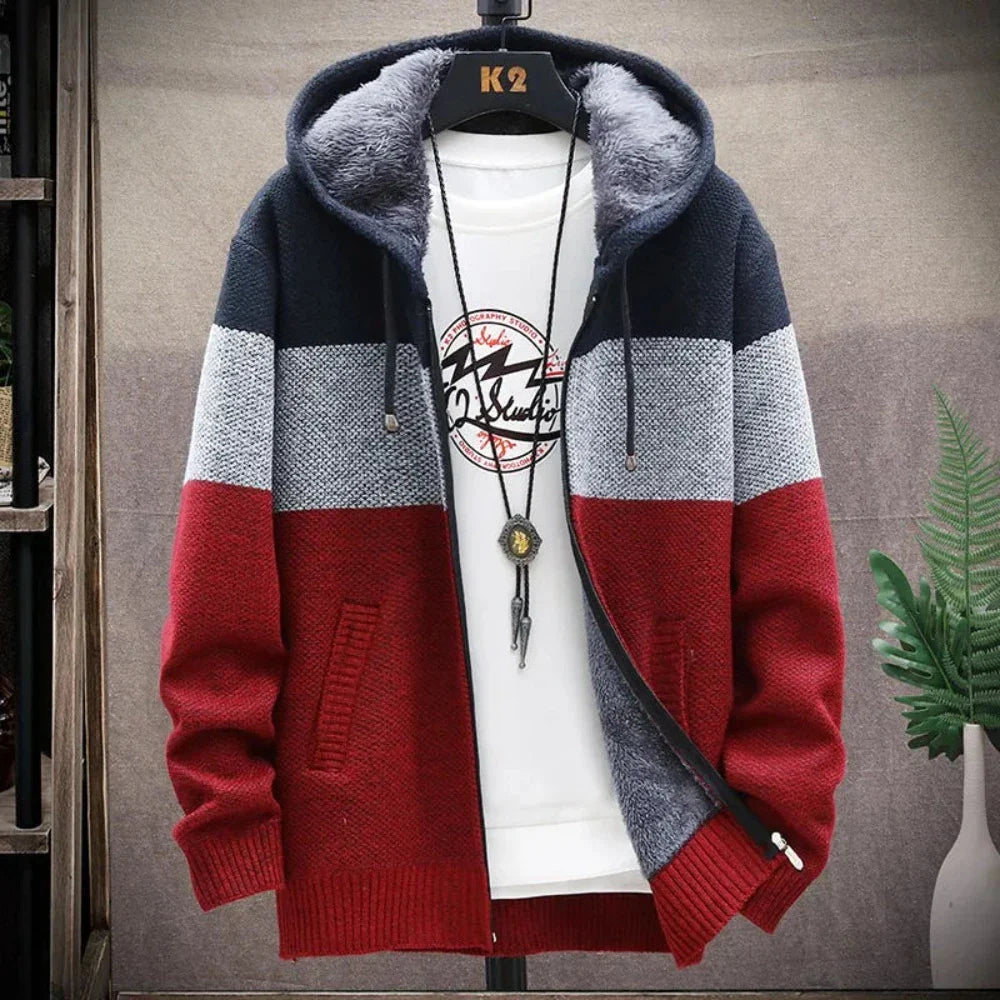 Men's Zip-Up Hooded Sweater Coat