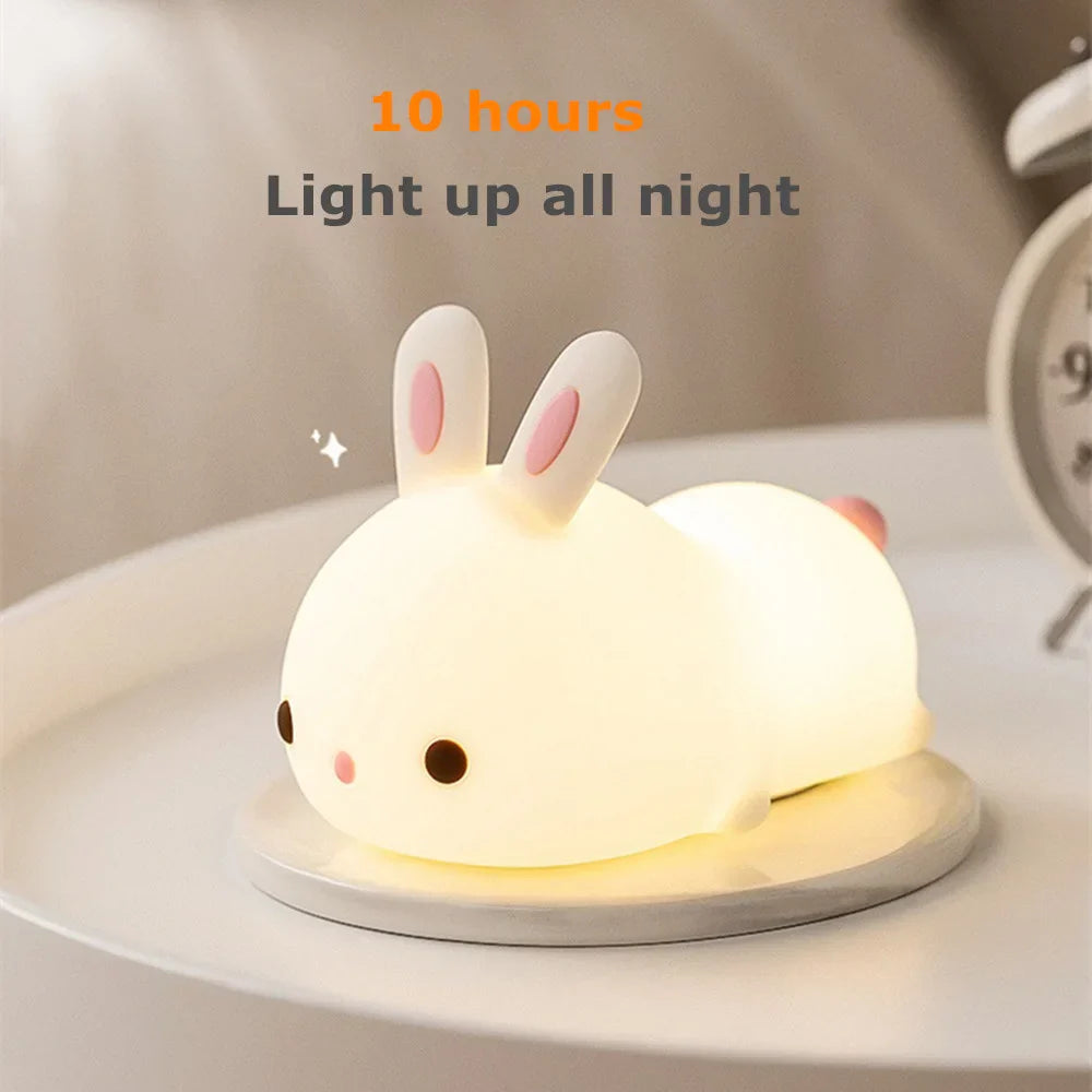 Enhanced 16-Color LED Bunny Night Light with Touch Sensing