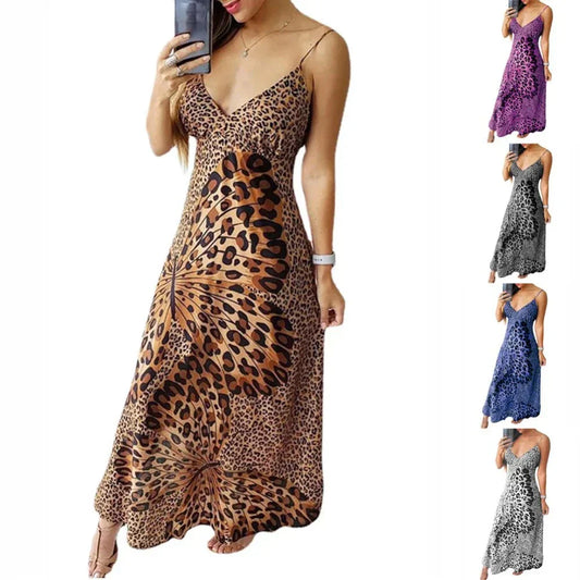 Sleeveless Dress with Leopard Print for Women