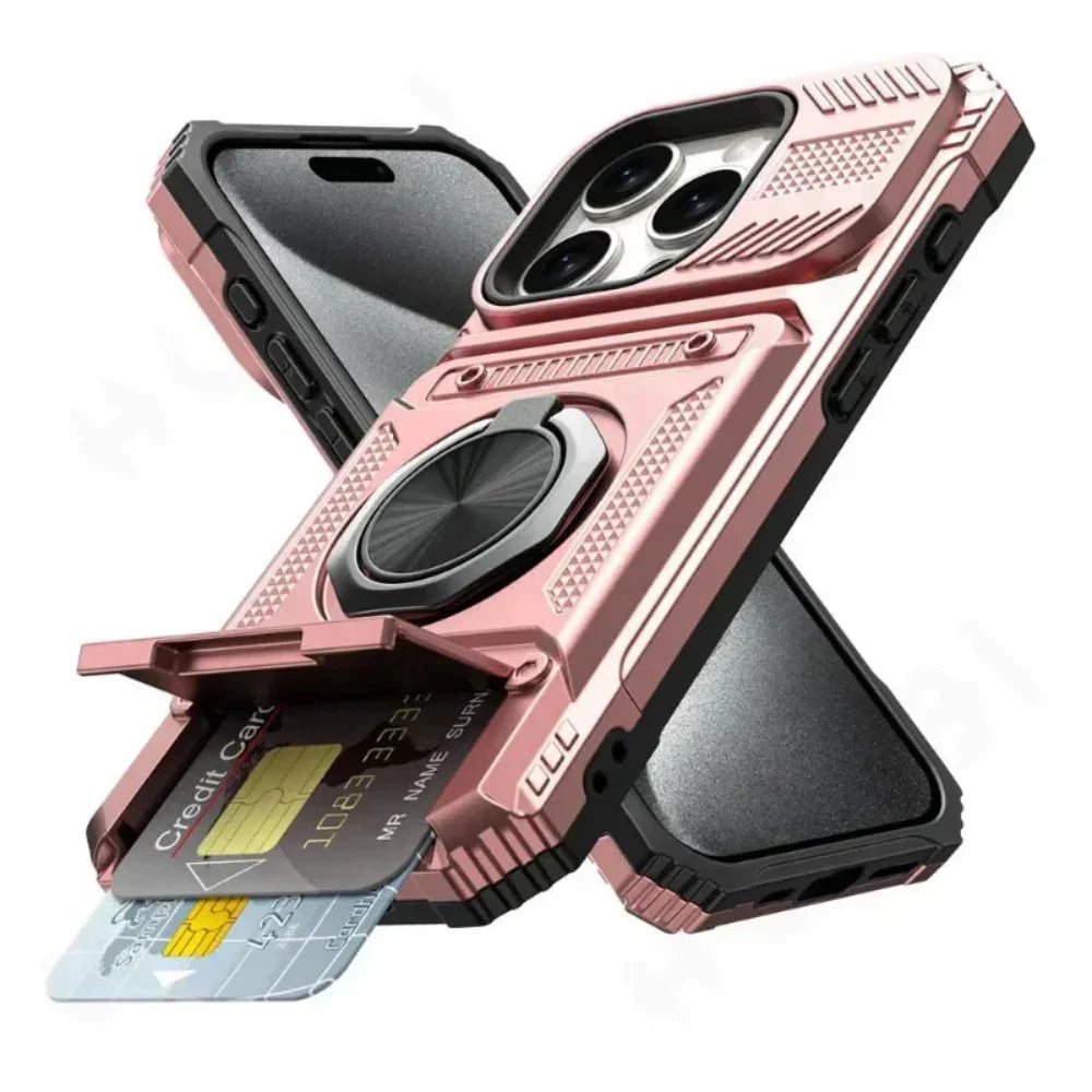 Magnetic Kickstand iPhone Armor Card Slot Protective Case