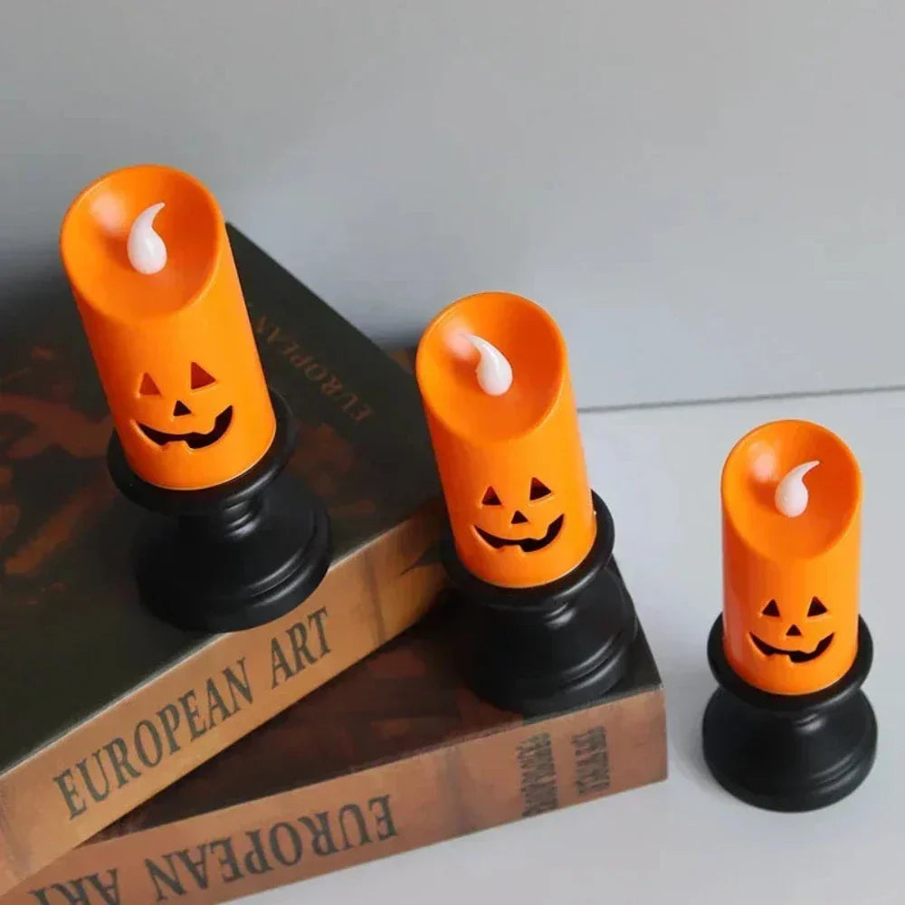 LED Electronic Candle with Halloween Pumpkin Design