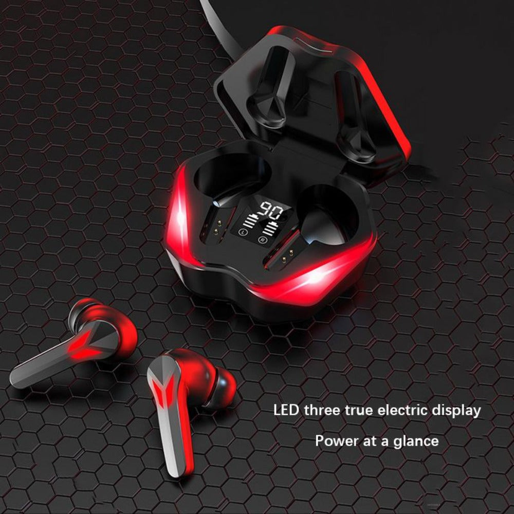 Bluetooth Earbuds with Fiery Red Dragon Design