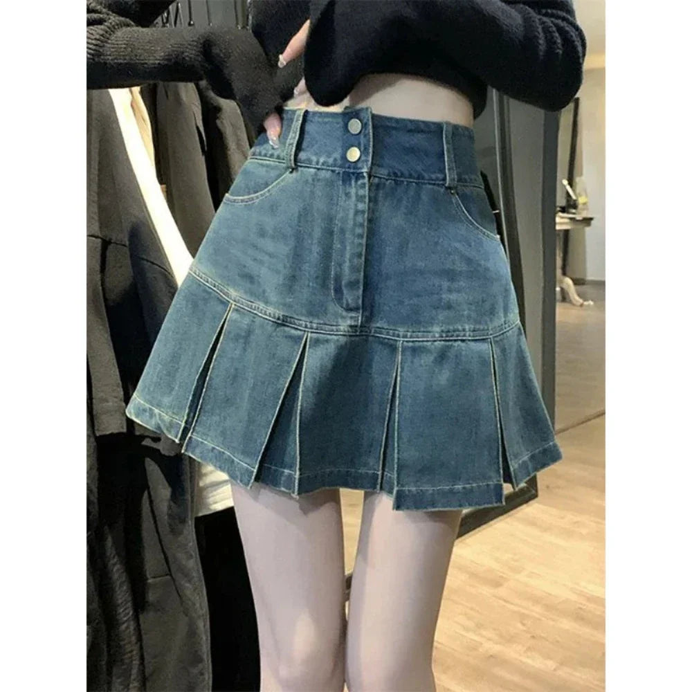 High Waisted Mini Denim Skirt for KPOP Lovers
