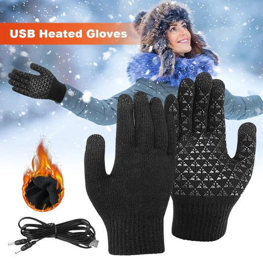 Touchscreen Knit Gloves for Men with Heating Feature