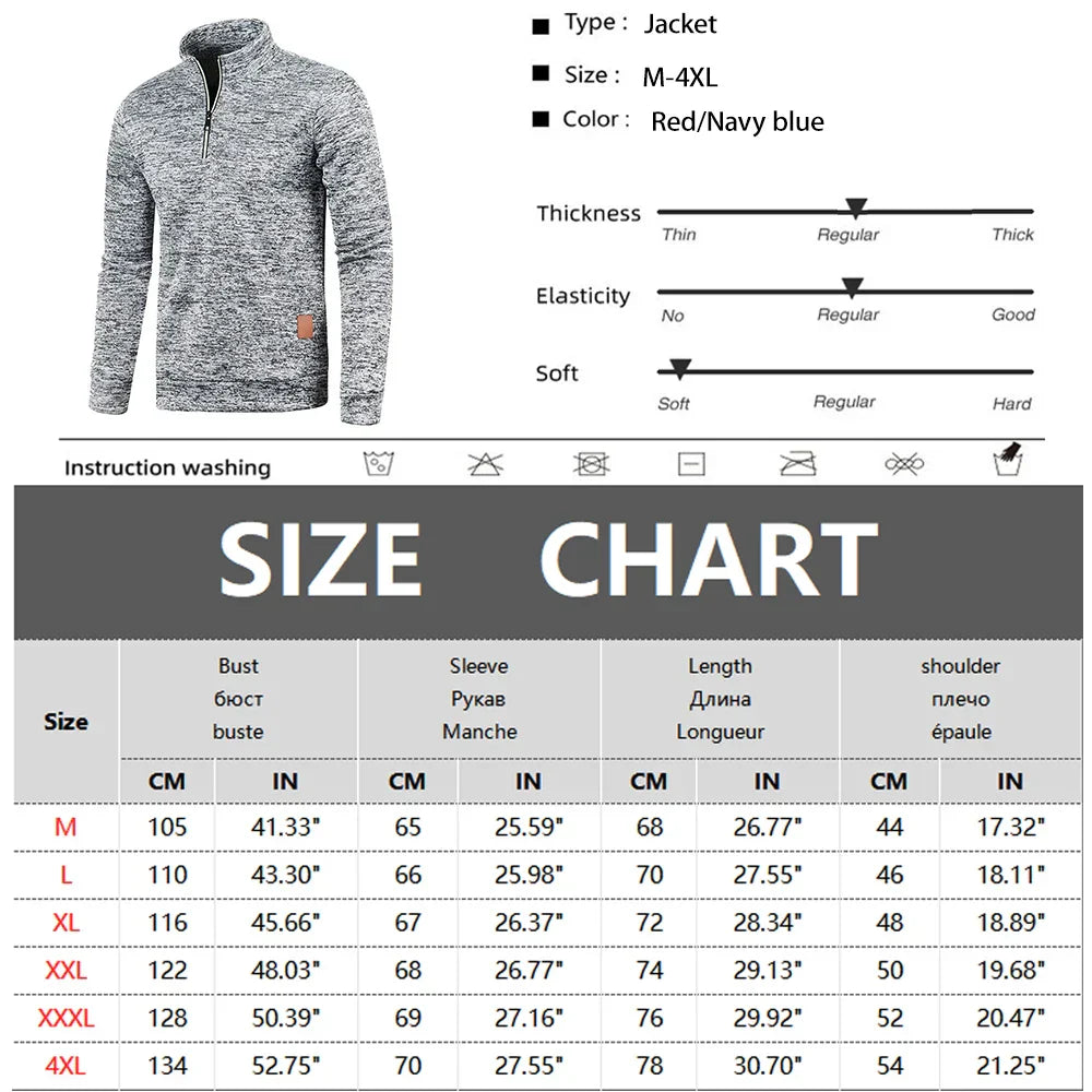 Zipped Up Long Sleeve Top for Men with a Stylish Stand Collar