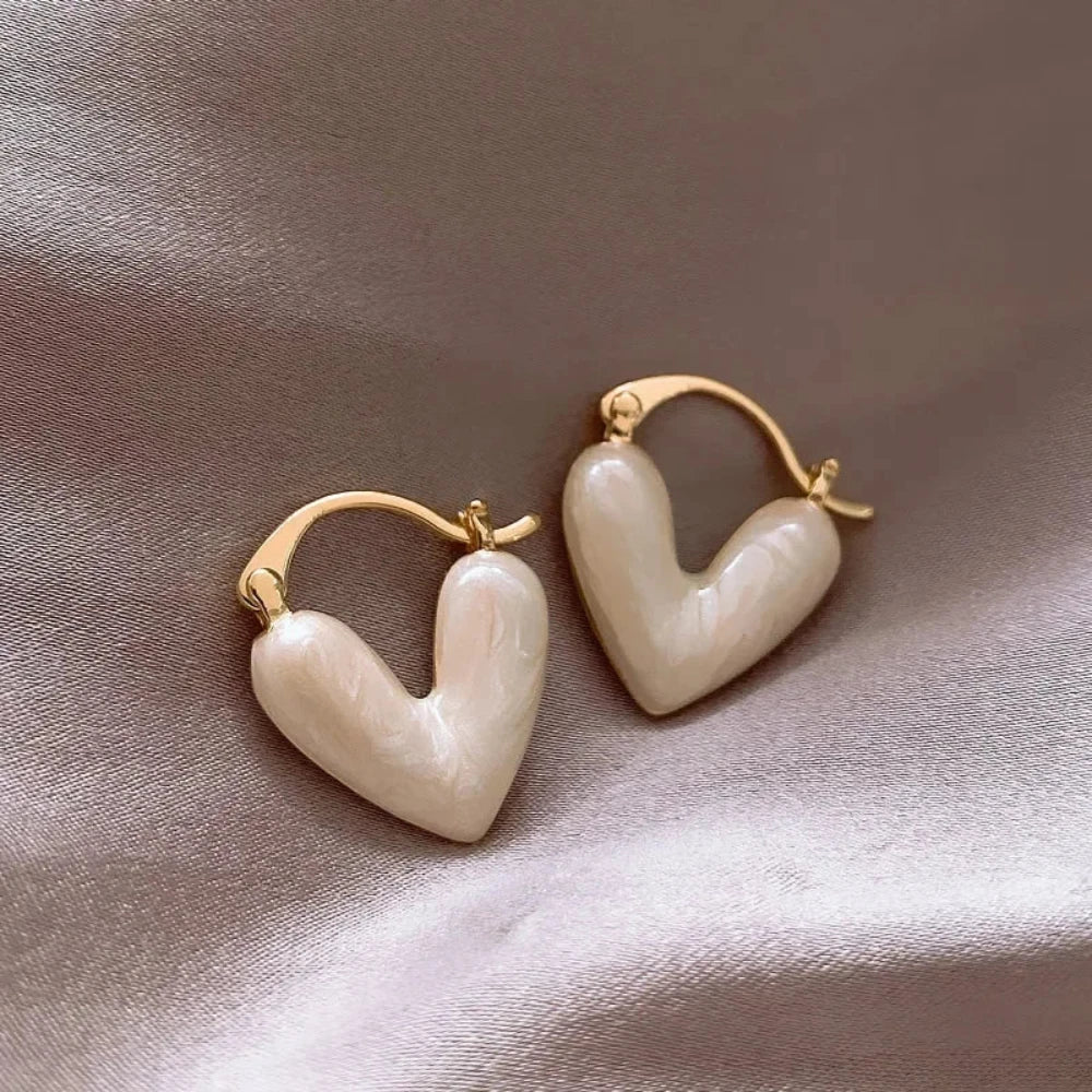 Korean Fashion Heart-Shaped Hoop Earrings