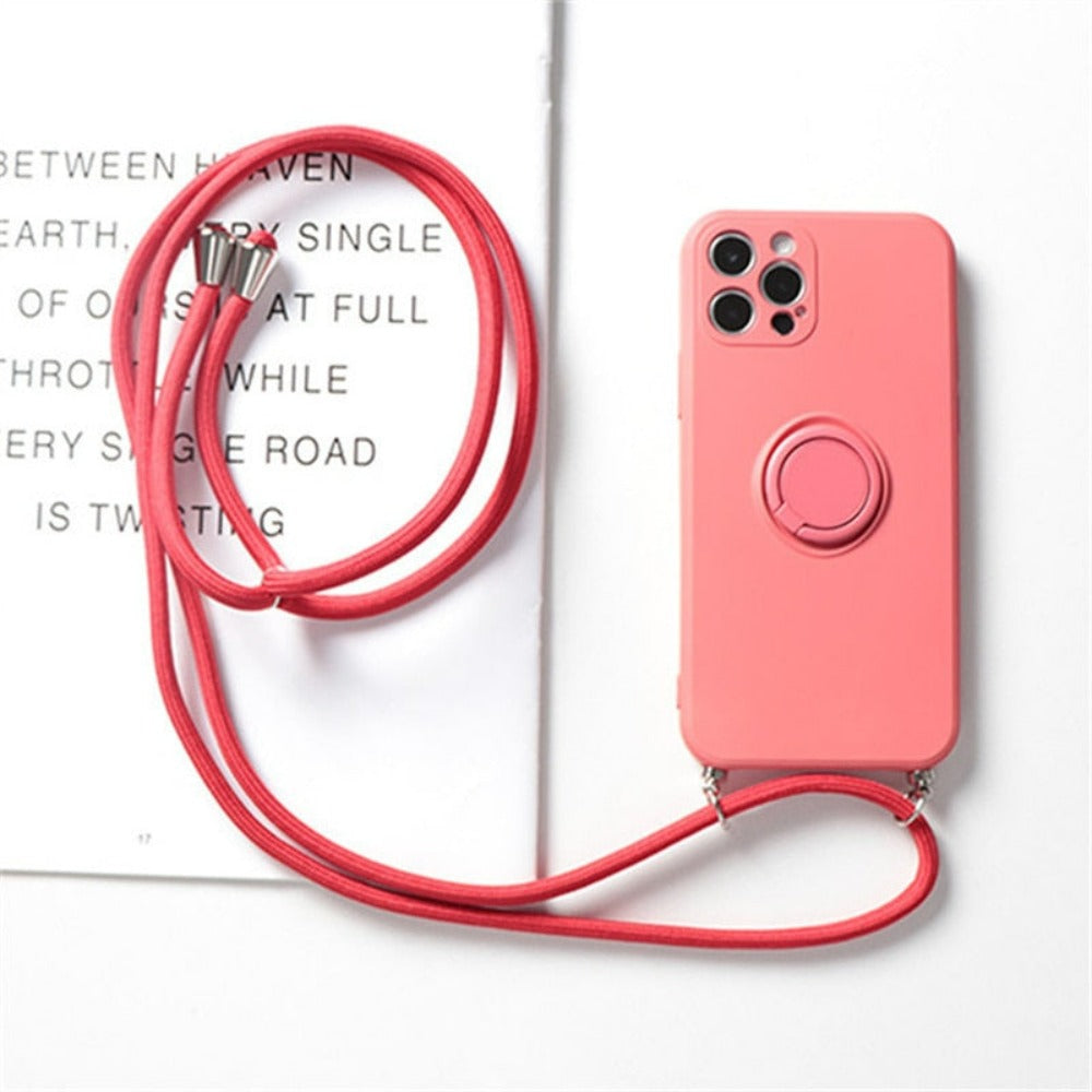 Rope Ring Crossbody Phone Case with Stand for iPhone - A Hands-free Solution