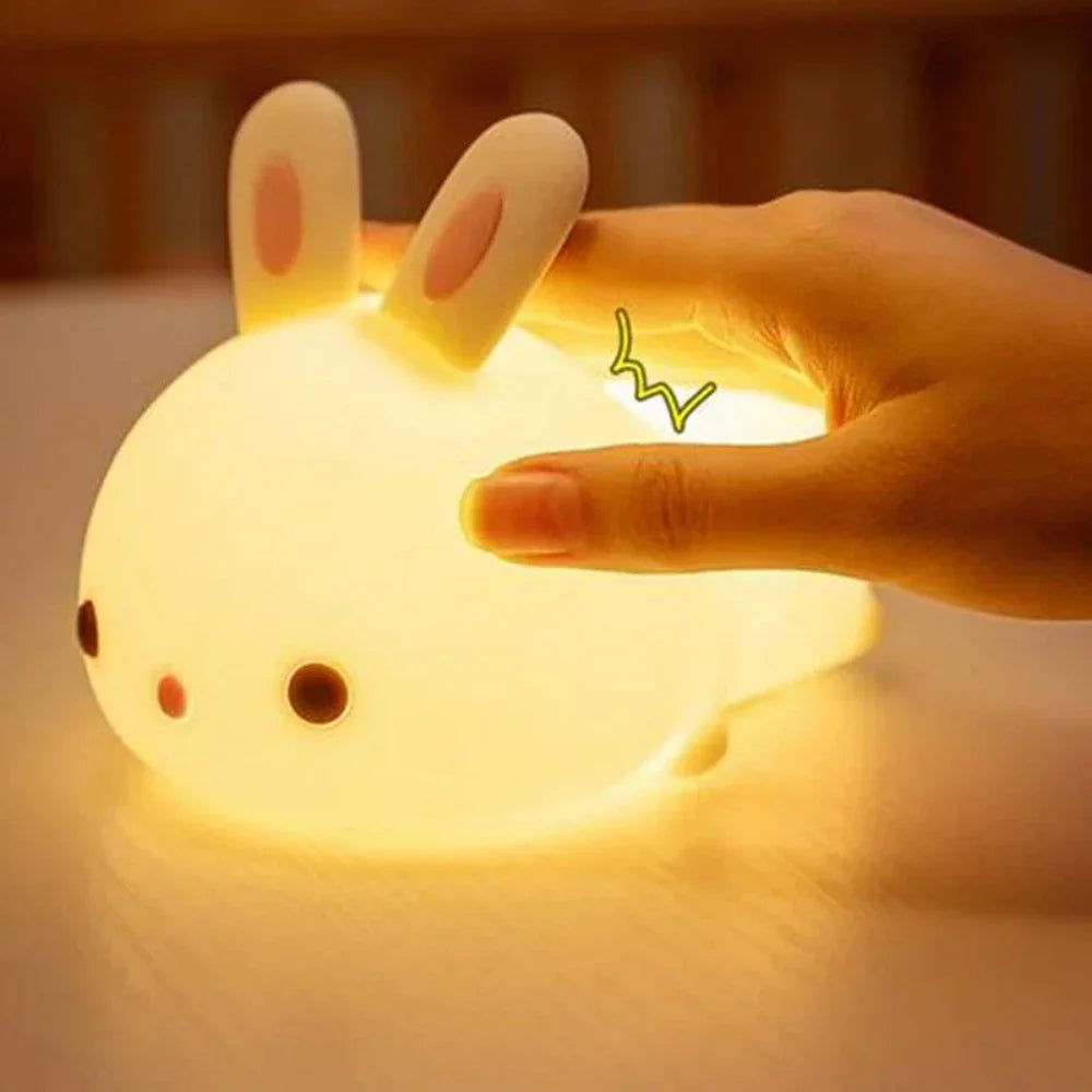 Enhanced 16-Color LED Bunny Night Light with Touch Sensing