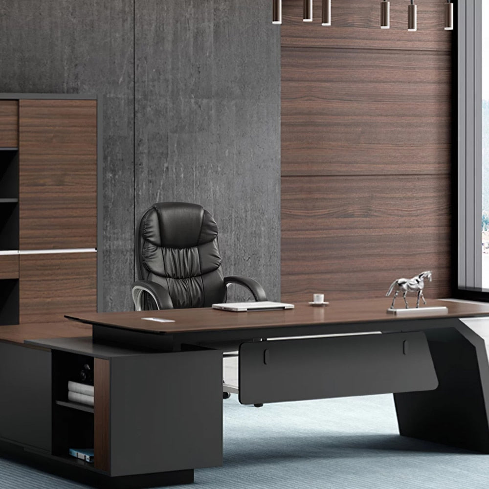 High Back Faux Leather Executive Office Chair in Black