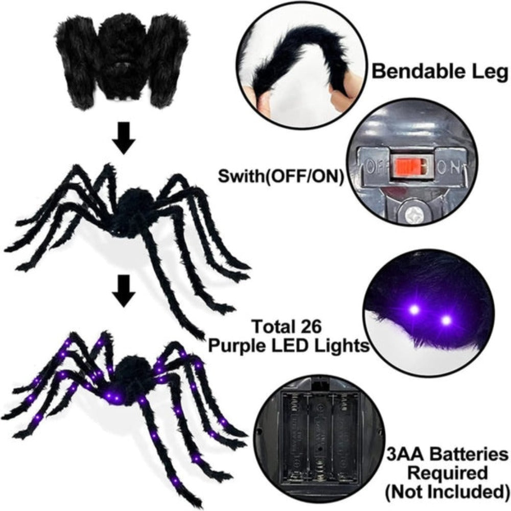 Enormous Glowing LED Arachnid Halloween Decoration