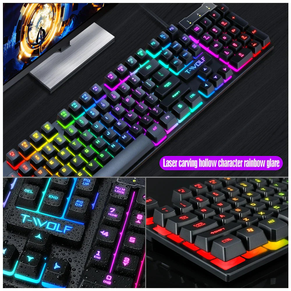 RGB Backlit Gaming Keyboard and Mouse Bundle with 104 Keys