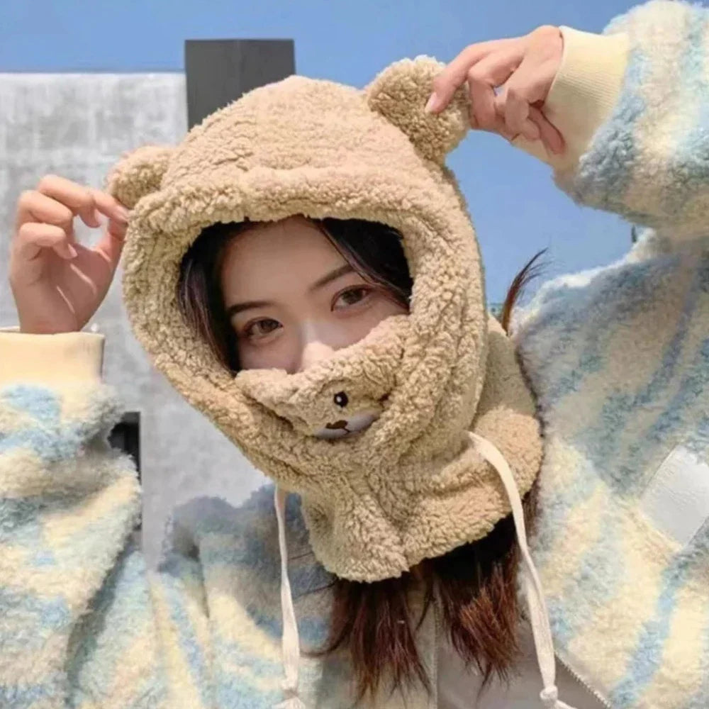 Cartoon Hat with Scarf Attachment for Cold Weather