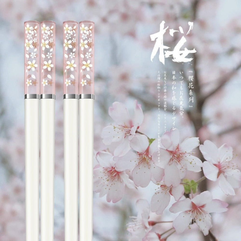 Cherry Blossom Chopstick Set - Japanese Inspired Gift Pack (4 pairs)