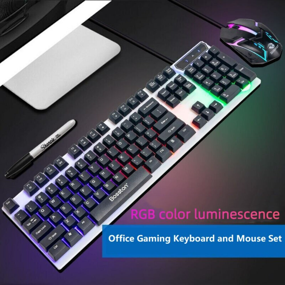 Gaming Keyboard and Mouse Set with LED Lights