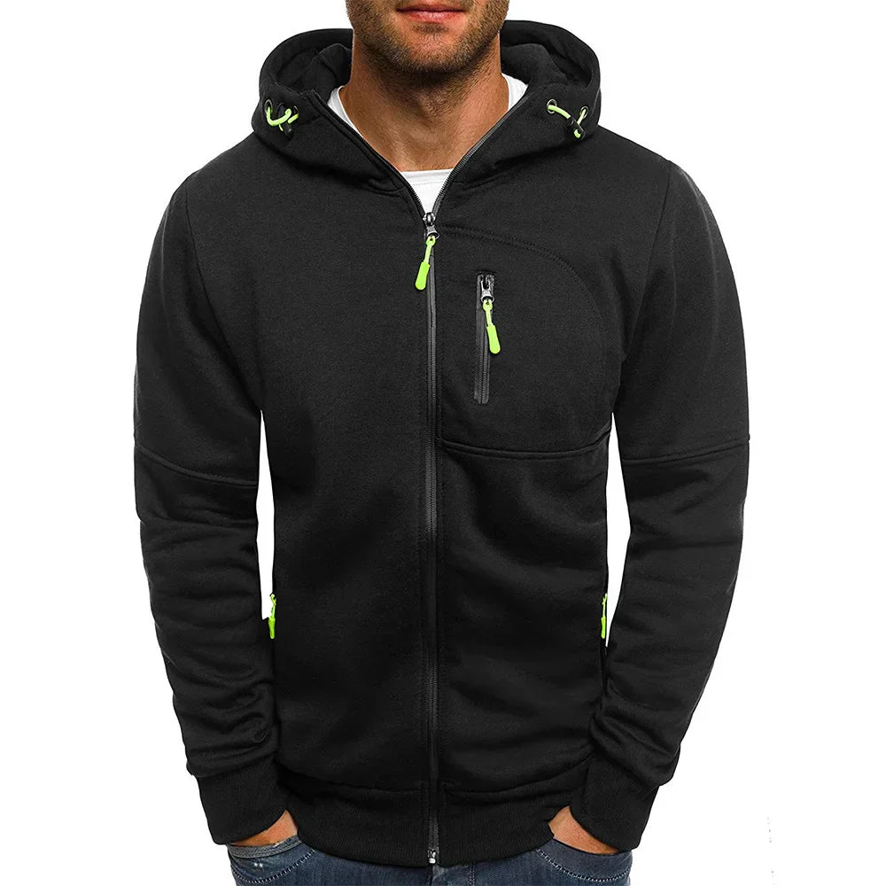 Dual-Zip Men's Lightweight Hooded Sweatshirt