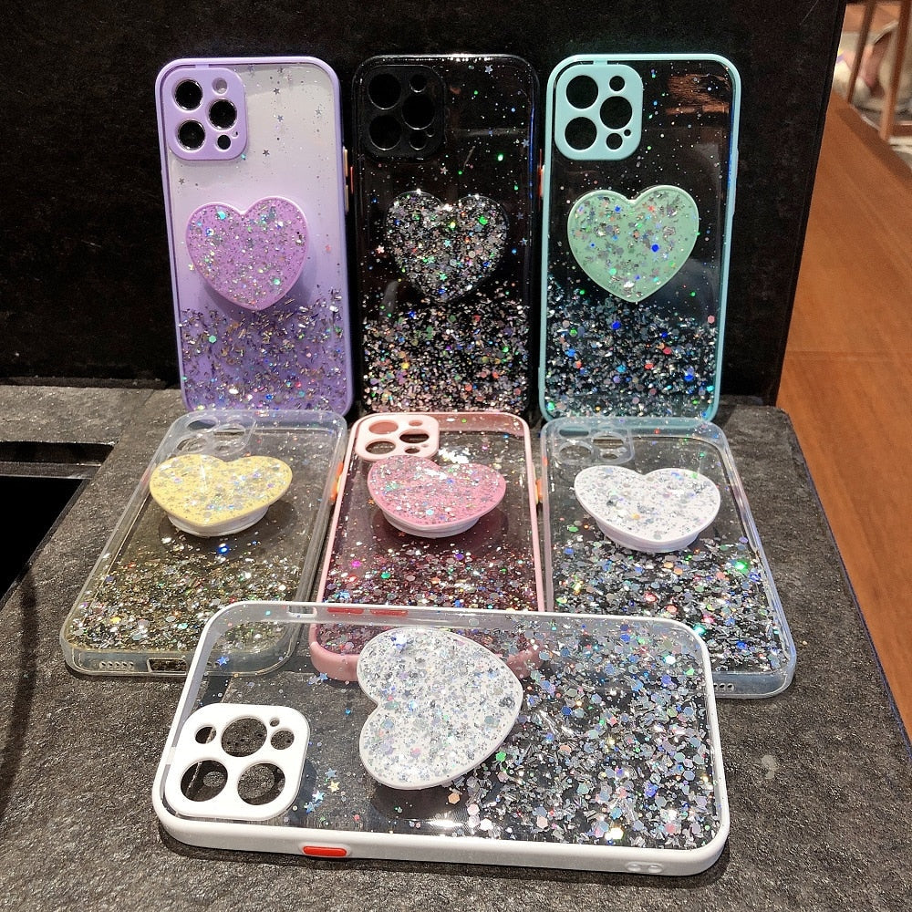 Love Stand iPhone Case with Shimmering Sequins