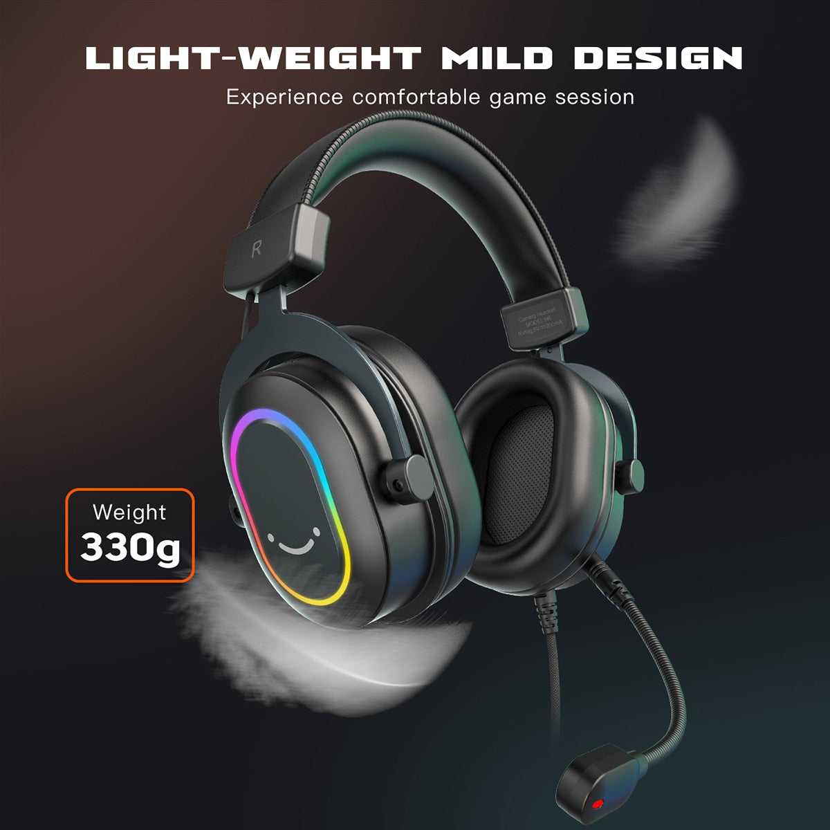 Dragon 6 Vibrant RGB Gaming Headset with Microphone - Immersive Over-Ear Headphones